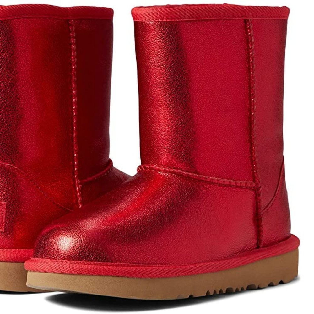 NIB UGG YOUTH GIRL'S TODLERS METALLIC GLITTER RED‎ WINTER BOOTS
